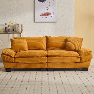 CAVINAS Loveseat Sofa with 2 Supportive Pillows, 23 Inch Corduroy Sofa, Comfy Upholstered Seat Sofa Couch for Bedroom, Living Room, Apartment - 1 of 4
