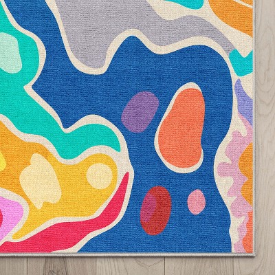Vibrant Multicolor Abstract Synthetic 5' x 7' Area Rug