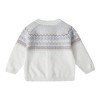 Stellou & Friends 100% Cotton Jacquard Design Infant Baby Long Sleeve Crew Neck Sweater - 0-3 Months / White with Periwinkle and Beige - 3 of 4