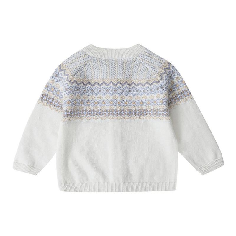 Stellou & Friends 100% Cotton Knit Norwegian Jacquard Design Baby Toddler Boys Girls Long Sleeve Cardigan Sweater, 3 of 6