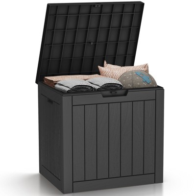 VisioGear Deck Boxes, 30 Gal Outdoor Storage Deck Box, Small Patio Storage Bin for Garden Tools, Black, 22.09"*17.09"*20.87"