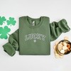 Simply Sage Market Women's Graphic Sweatshirt Embroidered Lucky Varsity Clover St. Patrick's Day - White Ink - 3 of 3