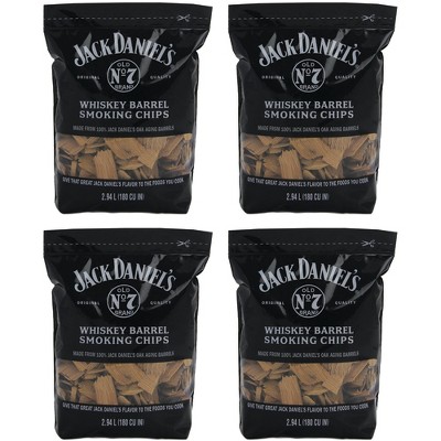 Jack Daniel's Whiskey Barrel Smoking Oak Wood Chips, 180 Cubic Inches (4 Pack)