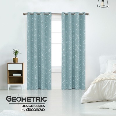 Deconovo Geometric Print Light Filtering Curtain Panels (2 Panel, 52")