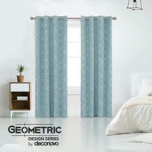 Deconovo Geometric Print Light Filtering Curtain Panels (2 Panel, 52") - 1 of 4