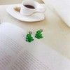 20G Christmas Tree Stud Earrings with Green Enamel, Flat Screw Back for Sensitive Ears. - 3 of 4