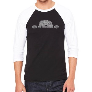LA Pop Art Men's Raglan Baseball Word Art T-shirt - Peeking Dog - 1 of 4