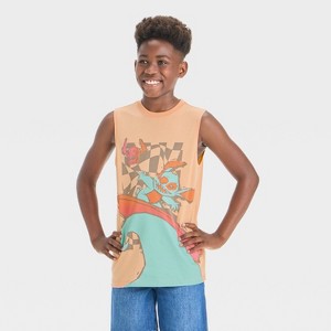 Boys' Stitch Surfing Mineral Wash Tank Top - Orange - 1 of 4