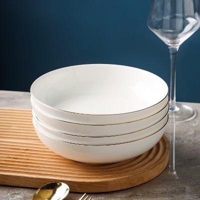 Gabrielle 24-Piece White and Gold Bone China Dinnerware Set
