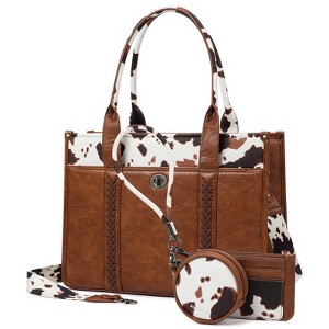 Generic Tote Handbag Set, Tote Bag for Women,Western Cow Print Purse Desogmer,Top Handle Handbags - 1 of 4