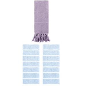 REGALWOVEN 3 Packs Striped and Solid Absorbent Soft Cotton Hand Towel for Bathroom - 1 of 4