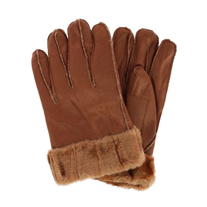 CTM Women's One Size Suede Winter Gloves, 1 of 2