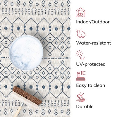 Nordic Lattice Light Blue Synthetic 8' x 10' Indoor/Outdoor Rug