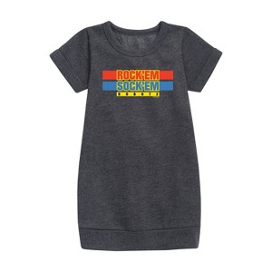 - Rock 'Em Sock 'Em Robots - Rock 'Em Sock 'Em Robots Logo Graphic Short Sleeve Fleece Dress - 1 of 3