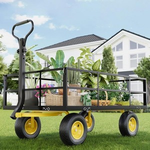 COZONY Multiple sizes Heavy Duty Steel Garden Cart, 500/900/1200/1400 lbs Capacity, 3-in-1 Utility Wagon with Removable Mesh Sides, Rotating Handle - 1 of 4