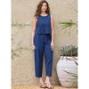 INSPIRE CHIC Women's Outfits Sleeveless Crop Top and Lounge Wide Leg Pants Gingham Pants Set 2 Pieces - 4 of 4