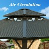 Aoodor 12 x 12 ft. Aluminum Frame Hardtop Roof Gazebo, Outdoor Patio 2-Tier Metal Roof Gazebo with Mosquito Netting and Curtains,  Black - 4 of 4