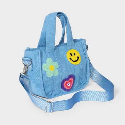 Girls&#39; Mini Crossbody Bag Tote with Denim Patches - art class&#8482; Blue_2