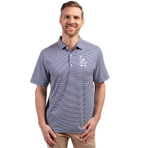 Los Angeles Dodgers Cutter & Buck Forge Eco Double Stripe Stretch Recycled Mens Polo - Tour Blue/White - Small - 1 of 1