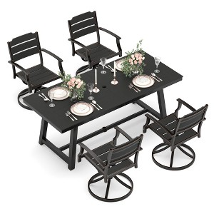 Arceso Outdoor Dining Chair Set, Swivel Rocking Patio Chairs, HDPE Seat with Aluminum Frame Patio Dining Chairs, Outdoor Chairs with Armrest - 1 of 4