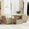 vidaXL Patio Sofa Set with Cushions Outdoor Furniture 7 Piece Poly Rattan - Beige and Cream Without Storage - 2 of 4