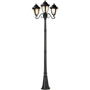 John Timberland Outdoor Light Post Fixture Matte Black 90 1/2" 3-Light Street Lantern Frosted Glass for Exterior Garden Yard Patio - 1 of 4