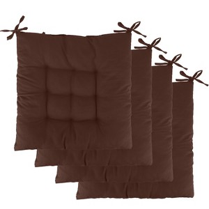 NPolar"4Pcs Soft Chair Cushion Pads 15.75x15.75x2.37in with Tie-On Straps for Home, Office & Travel"BrownGrey&Red - 1 of 4
