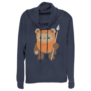 Juniors Womens Star Wars Wicket Ewok Cartoon Cowl Neck Sweatshirt - 1 of 3