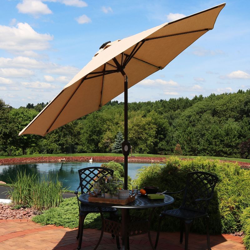 Sunnydaze Outdoor Aluminum Sunbrella Patio Umbrella with Solar LED Light Bars and Tilt - 9', 2 of 12