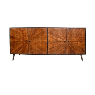 2 Door Mid-Century Modern Wooden Buffet Storage Sideboard Cabinet Brown - The Urban Port