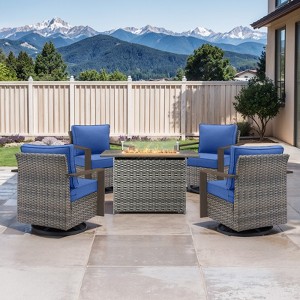 Buenhomino Outdoor Furniture with Fire Pit -Patio Table and Chairs Set of 4 Swivel Patio Chairs for Deck Porch Garden Poolside Backyard - 1 of 4