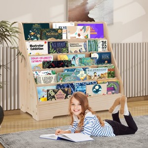 5-Tier Kids Bookshelf with Storage,Toddler Book Display Shelves, Book Rack, Multi-Functional Story Book Organizer, Painting Book Shelf for Kids Room - 1 of 4