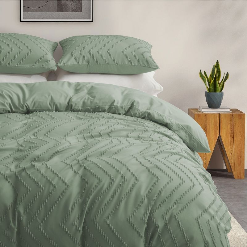 Peace Nest Tufted Clipped Jacquard Geometric Duvet Cover & Pillowcase Set, 1 of 8