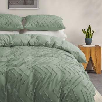 Peace Nest Tufted Clipped Jacquard Geometric Duvet Cover & Pillowcase Set