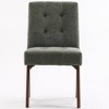YOUNIKE Modern Upholstered Chair Dining Room Armless Kitchen Chairs Set of 6 Linen Fabric Chair Vanity with 4.7" Thick Cushion Wood V-Leg - 4 of 4