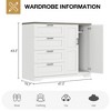 Multifunctional Wooden Dresser for Bedroom, 43.3'' H 2 Door Wardrobe Armoire Closet w/4 Drawers and Hanging Rod,Low Storage Cabinet for Hanging Cloth - 3 of 4
