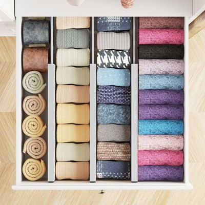 Adjustable Gray Bamboo Dresser Drawer Dividers, 6-Pack
