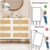 Rattan 6 Drawer Dresser for Bedroom, White Chest of Drawers with Gold Legs, Wide Dresser Organizer with Large Tabletop for Living Room Nursery - 4 of 4