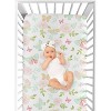 Sweet Jojo Designs Girl Baby Fitted Crib Sheet Butterfly Floral Pink Green and White - 4 of 4