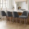 Bekrvio 26" Counter Height Swivel Bar Stools Set of 1/2/3/4–Mid-Century Barstools with Backs, Linen Upholstered & Wood Legs, for Kitchen Island - 3 of 4