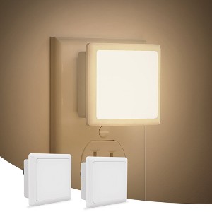 YANSUN 2-Pack 0.3W Plug-in Light-Controlled Night Light, Square, Warm White 3000K, U.S. Two-Prong Plug - 1 of 4
