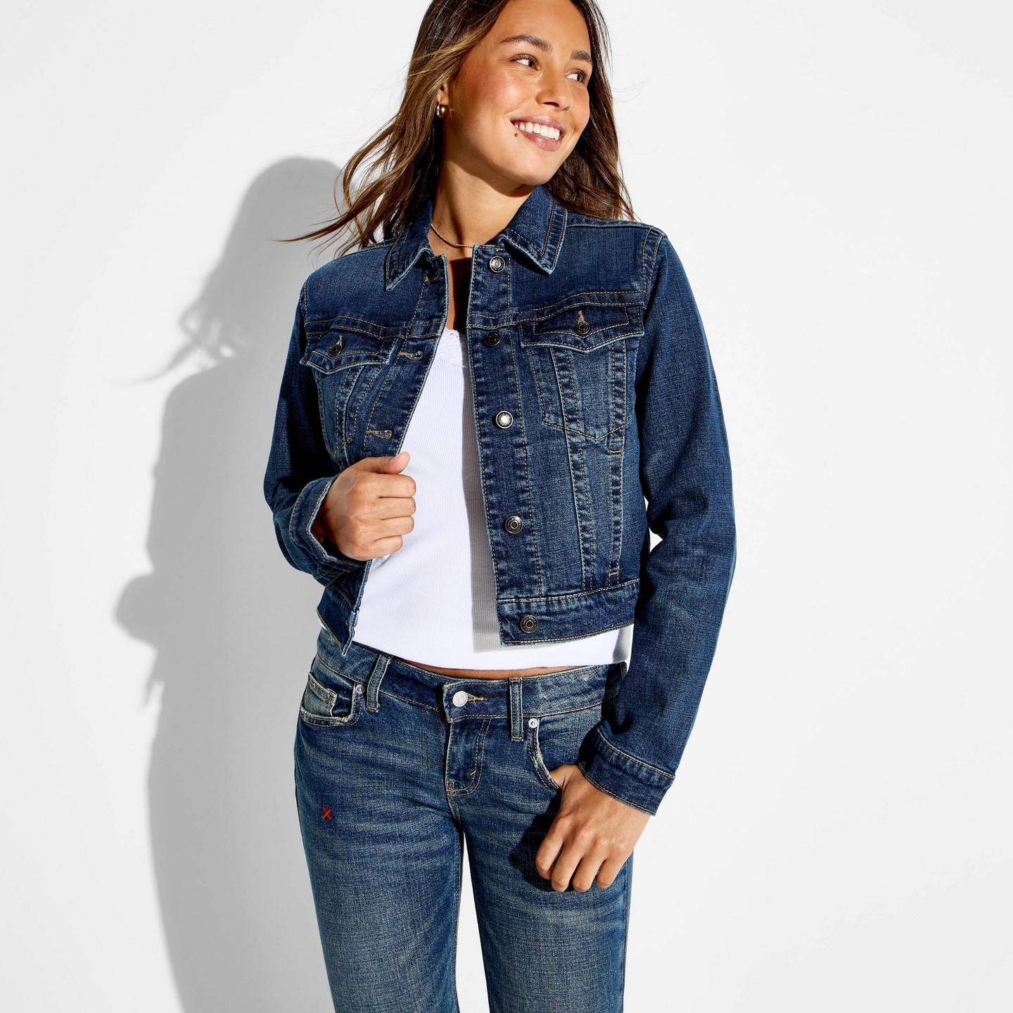 Женская куртка Wild Fable Denim Shrunken, цвет: Джинсовый — фото 1
