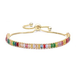 Guili 14K Gold Plated Adjustable Bolo Bracelet with Multi-Colored Cubic Zirconia Offers Vibrant Sparkle and a Playful, Personalized Fit - 1 of 3