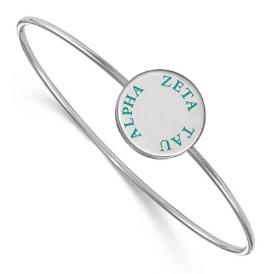 Black Bow Jewelry Sterling Silver Zeta Tau Alpha Greek Life Bangle Bracelet 8 Inch