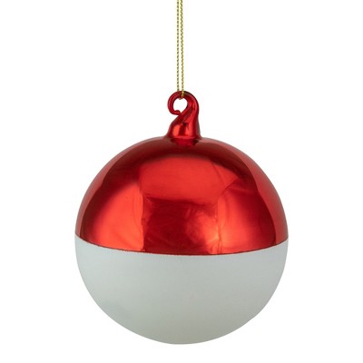 Northlight 3.5" Shiny Red and Matte White Glass Christmas Ornament