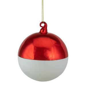 Northlight Shiny and Matte Christmas Glass Ball Ornament - 3.5" - Red and White - 1 of 4