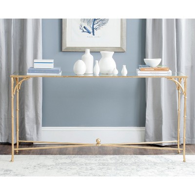 Maurice Gold and Glass X-Base Hallway Table