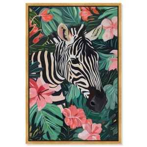 Art Remedy Zebra Hidden in Tropics Tropical Jungle Animals Wall Art Framed - 1 of 4
