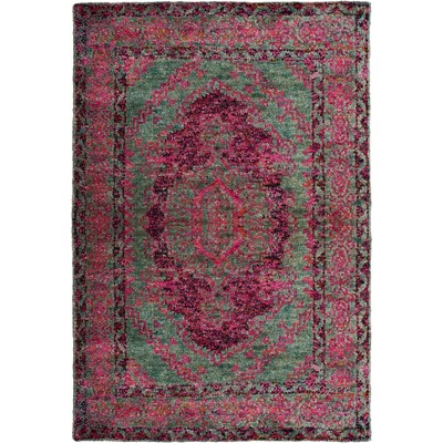 4'x6' Medallion Knotted Area Rug Slate Blue/Fuchsia - Safavieh