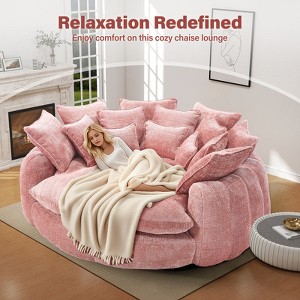 AENKYO 81.1" Cloud Couch Sleeper Indoor Lazy Sofa, Oversized Round Deep Seat Chaise Lounge Chair with 14 Pillows for Living Room - 1 of 4